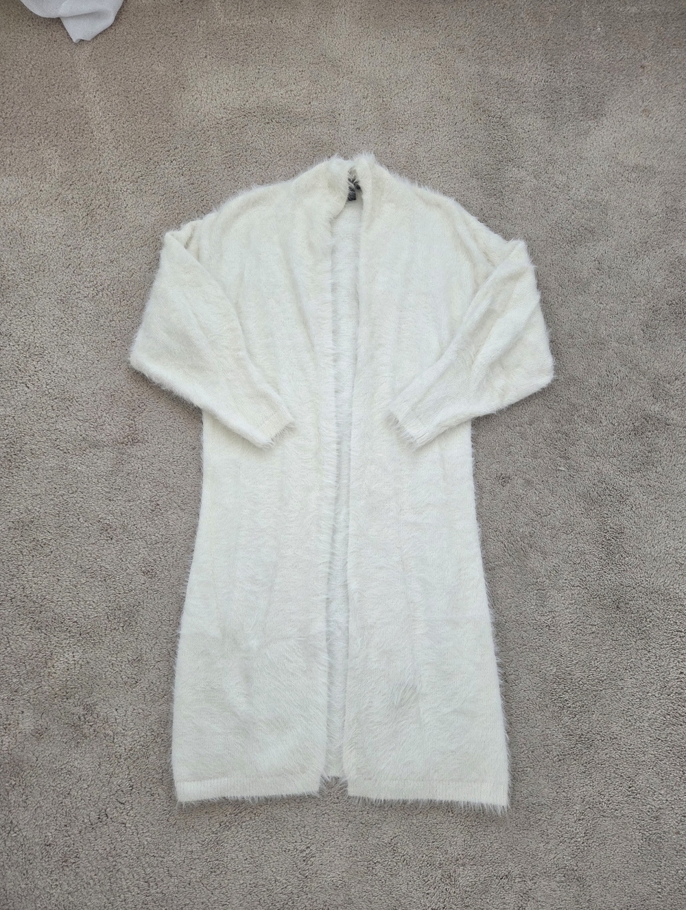 Express Cream Fuzzy Long Cardigan Size Small
